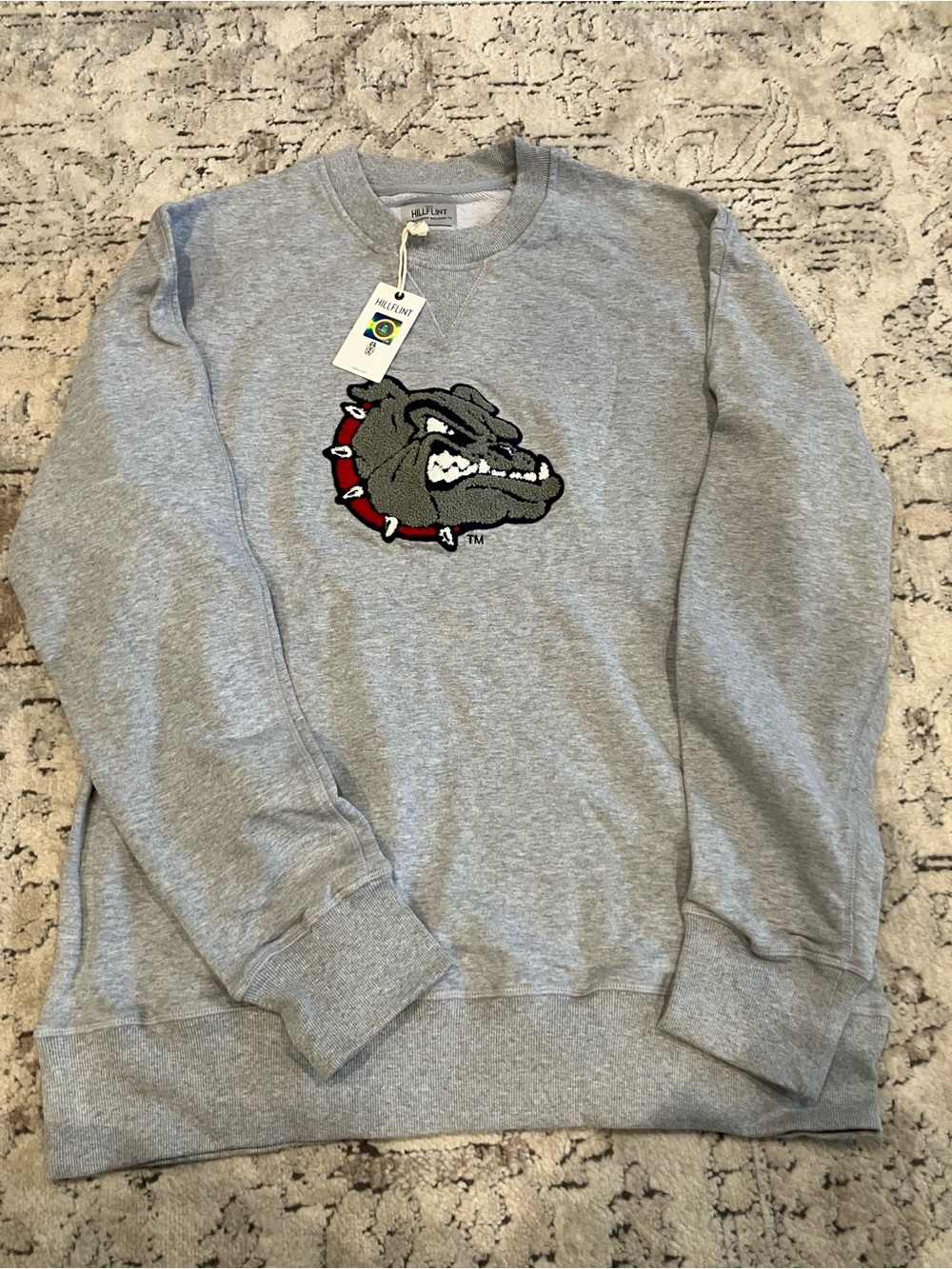 HUF Grey Bulldog Patch Crew Sweatshirt
